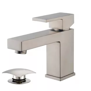 Wiesbaden Rombo - Low built-in washbasin tap - With click waste - Brushed steel