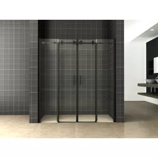 Wiesbaden schuifbare nisdeur - 4 delig - Mat-zwart - 180x200 cm - 8 mm veiligheidsglas - NANO coating