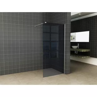 Wiesbaden slim douchewand - Rookglas - 160x200 cm - 8 mm dik veiligheidsglas - Zonder profiel en stabilisatiestang - NANO coating