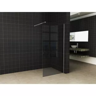 Wiesbaden slim douchewand - Rookglas - 80x200 cm - 8 mm dik veiligheidsglas - Zonder profiel en stabilisatiestang - NANO coating