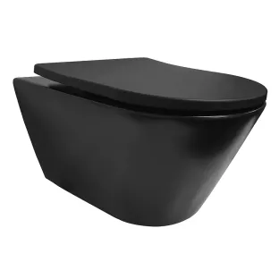 Wiesbaden Stereo rimless wall-mounted toilet with shade toilet seat - 53 cm - matt black