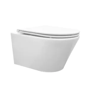 Wiesbaden Vesta Tornado flush wall-mounted toilet rimless with soft-close toilet seat - gloss white