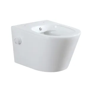 Wiesbaden Vesta wall-mounted toilet rimless with bidet tap - hot and cold water - gloss white