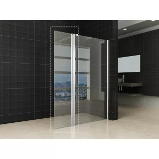 Wiesbaden zijpaneel - 30 x 200 cm - Met scharnierprofiel - Chroom - 10 mm veiligheidsglas - NANO coating