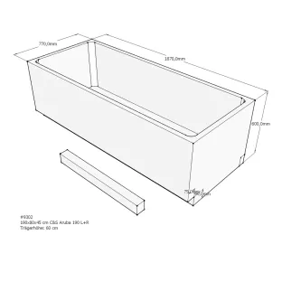 Xenz Bath carrier for Aruba 190x80x57 cm - Polystyrene - White