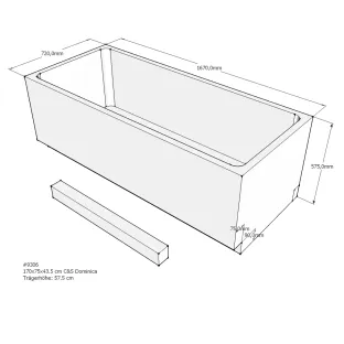 Xenz Bath carrier for Dominica 170x75x57 cm - Polystyrene - White