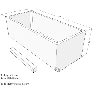 Xenz Bath carrier for Ibiza 180x80x62 cm - Polystyrene - White