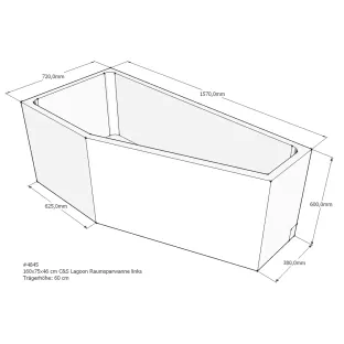 Xenz Bath carrier for Lagoon Compact 160x75x60 cm Left - Polystyrene - White