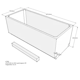 Xenz Bath carrier for Lagoon/Society/Madeira/Kristal 170x75x62 cm - Polystyrene - White