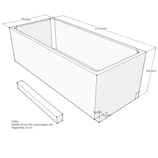 Xenz Bath carrier for Lagoon/Society/Madeira/Kristal 180x80x62 cm - Polystyrene - White