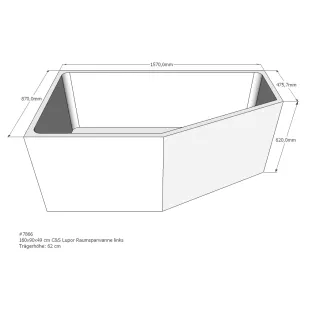 Xenz Bath carrier for Society 160 Left 160x90x62 cm - Polystyrene - White