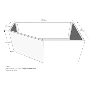 Xenz Bath carrier for Society 160 Right 160x90x62 cm - Polystyrene - White