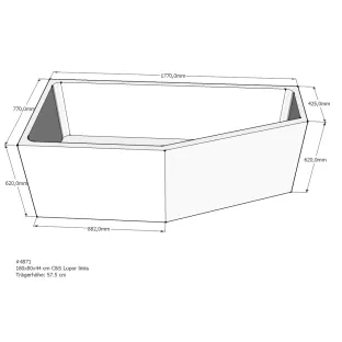 Xenz Bath carrier for Society Compact Left 180x80 cm - Polystyrene - White