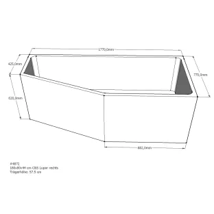 Xenz Bath carrier for Society Compact Right 180x80x57 cm - Polystyrene - White