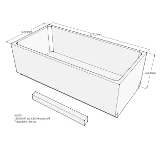 Xenz Bath carrier for Tanga 180x90x57 cm - Polystyrene - White