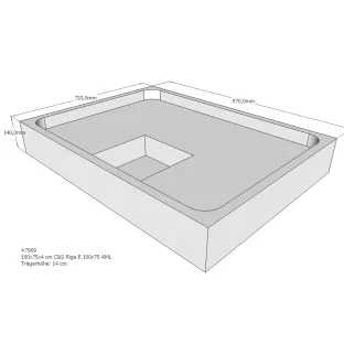 Xenz Shower tray support for Mariana 100x75x14 cm - Polystyrene - White