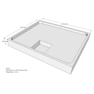 Xenz Shower tray support for Mariana 120x100x14 cm - Polystyrene - White