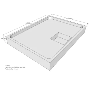 Xenz Shower tray support for Mariana 120x90x14 cm - Polystyrene - White