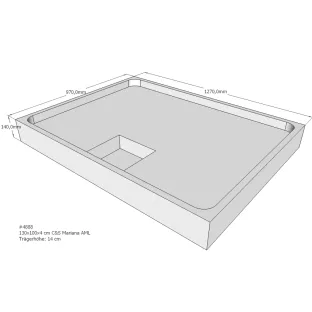 Xenz Shower tray support for Mariana 130x100x14 cm - Polystyrene - White