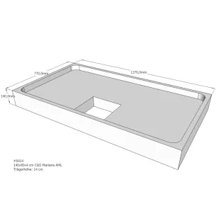 Xenz Shower tray support for Mariana 140x80x14 cm - Polystyrene - White