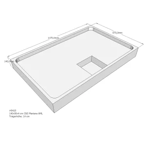 Xenz Shower tray support for Mariana 140x90x14 cm - Polystyrene - White