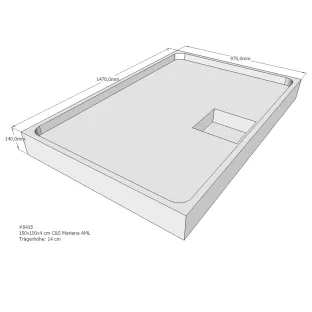 Xenz Shower tray support for Mariana 150x100x14 cm - Polystyrene - White