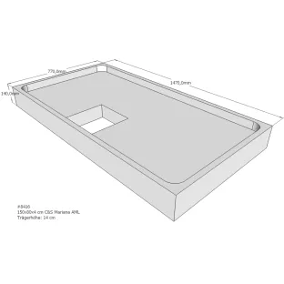 Xenz Shower tray support for Mariana 150x80x14 cm - Polystyrene - White