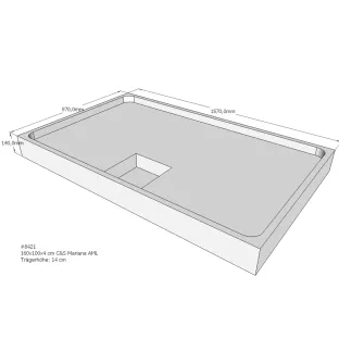 Xenz Shower tray support for Mariana 160x100x14 cm - Polystyrene - White