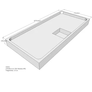 Xenz Shower tray support for Mariana 170x80x14 cm - Polystyrene - White