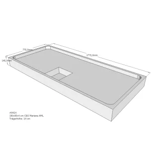 Xenz Shower tray support for Mariana 180x80x14 cm - Polystyrene - White