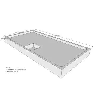 Xenz Shower tray support for Mariana 180x90x14 cm - Polystyrene - White