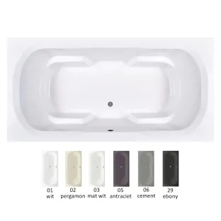 Xenz Ibiza Built-in bath acrylic with bath legs - without drain - duo bath - 180x80 cm - Ebony (black matt)