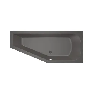 Xenz Lagoon Compact Built-in bath acrylic with bath legs - overflow hole - without drain - corner bath right - 160x75 cm - Anthracite matt