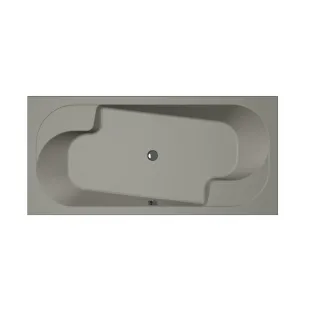 Xenz Pearl Built-in bath acrylic with bath legs - overflow hole - without drain - duo bath - 190x90 cm - Cement matt