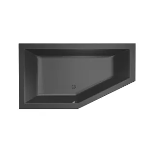 Xenz Society 160 Built-in bath acrylic with bath legs - overflow hole - without drain - corner bath left - 160x90 cm - Ebony (black matt)