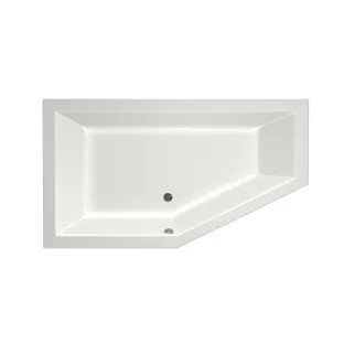 Xenz Society 160 Built-in bath acrylic with bath legs - overflow hole - without drain - corner bath left - 160x90 cm - White matt