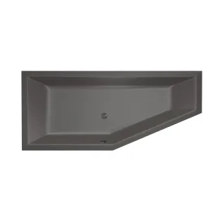 Xenz Society Compact Built-in bath acrylic with bath legs - overflow hole - without drain - corner bath left - 170x75 cm - Anthracite matt