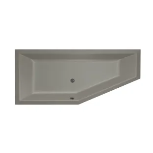 Xenz Society Compact Built-in bath acrylic with bath legs - overflow hole - without drain - corner bath left - 170x75 cm - Cement matt