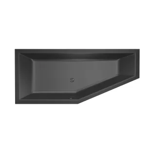 Xenz Society Compact Built-in bath acrylic with bath legs - overflow hole - without drain - corner bath left - 170x75 cm - Ebony (black matt)