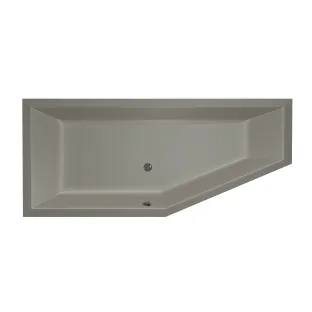 Xenz Society Compact Built-in bath acrylic with bath legs - overflow hole - without drain - corner bath left - 180x80 cm - Cement matt