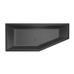 Xenz Society Compact Built-in bath acrylic with bath legs - overflow hole - without drain - corner bath left - 180x80 cm - Ebony (black matt)