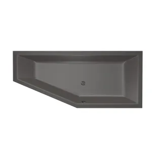 Xenz Society Compact Built-in bath acrylic with bath legs - overflow hole - without drain - corner bath right - 170x75 cm - Anthracite matt