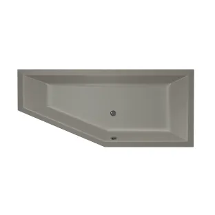 Xenz Society Compact Built-in bath acrylic with bath legs - overflow hole - without drain - corner bath right - 170x75 cm - Cement matt