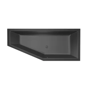 Xenz Society Compact Built-in bath acrylic with bath legs - overflow hole - without drain - corner bath right - 170x75 cm - Ebony (black matt)