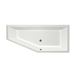 Xenz Society Compact Built-in bath acrylic with bath legs - overflow hole - without drain - corner bath right - 170x75 cm - White matt