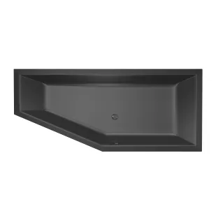 Xenz Society Compact Built-in bath acrylic with bath legs - overflow hole - without drain - corner bath right - 180x80 cm - Ebony (black matt)