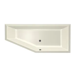 Xenz Society Compact Built-in bath acrylic with bath legs - overflow hole - without drain - corner bath right - 180x80 cm - Pergamon