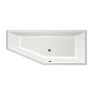 Xenz Society Compact Built-in bath acrylic with bath legs - overflow hole - without drain - corner bath right - 180x80 cm - White matt