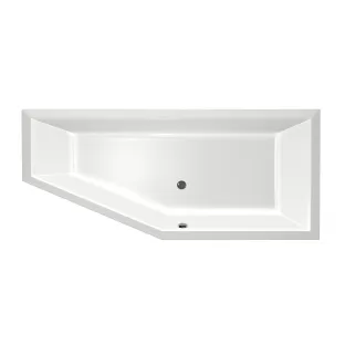 Xenz Society Compact Built-in bath acrylic with bath legs - overflow hole - without drain - corner bath right - 180x80 cm - White