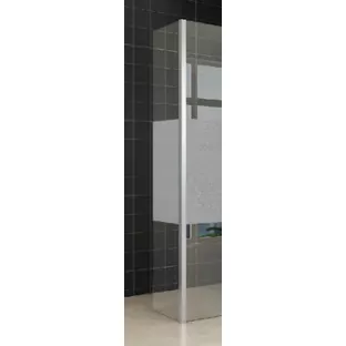 Zijpaneel 35 x 200 cm met hoekprofiel voor inloopdouche chroom met 10 mm NANO ged.matglas